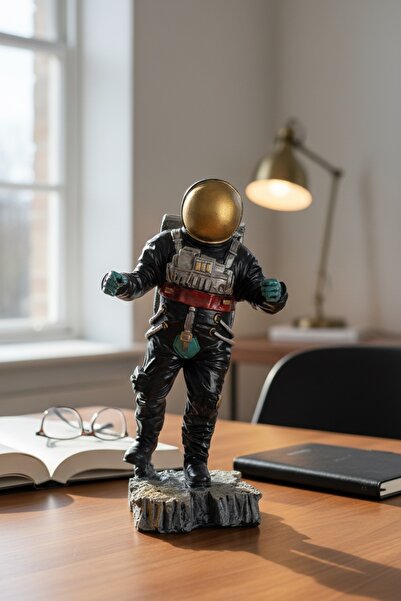 DekorKutum Astronot Figürlü Dekoratif Masaüstü Biblo Heykel Ev Ve Ofis Aksesuarı
