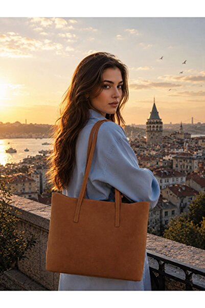 Honeybar Dora Nubuk Su Geçirmez Büyük Boy Kadın El ve Omuz Çantası