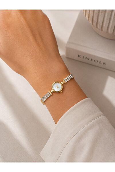 Boris Accessory Women's Wristwatch Gold Color Stone-Studded Bracelet Watch El...