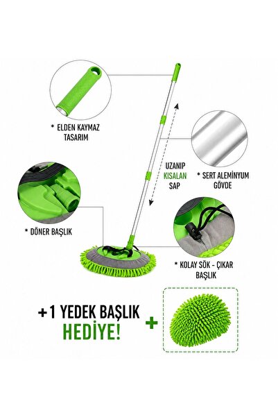 Yılpar Teleskopik Saplı Mikrofiber Temizlik Mop Seti + 1 Yedek Başlık Hediyeli