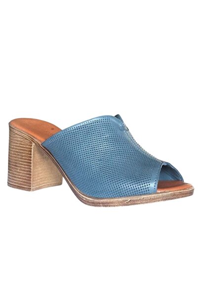 CEX 26Y Trv15 Blue Women's Heeled Leather Slippers