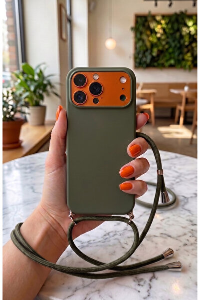 emybox İphone 17 Pro Max Askılı Yumuşak Silikon İçi Kadife Telefon Kılıfı İp 130 cm