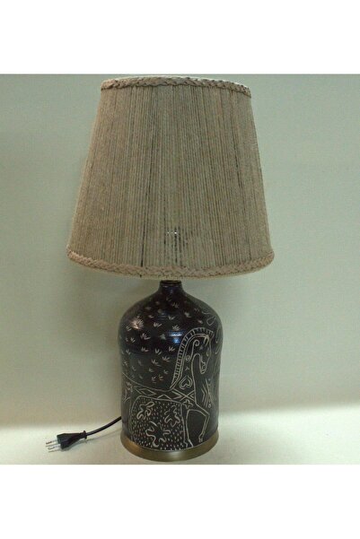 Materra Ceramic Art SERAMİK ABAJUR SİYAH EL YAPIMI ÖZGÜN DESEN VE FORM ESKİTM...