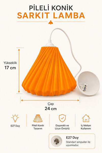 Jaspet Trend Şeffaf Turuncu Seagull Tekli Sarkıt Avize 17 x 24 cm Bohem Seris...
