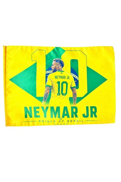 Generic Neymar Jr. Brazil's Prince Number 10 Flag 100X70Cm Yellow and Green