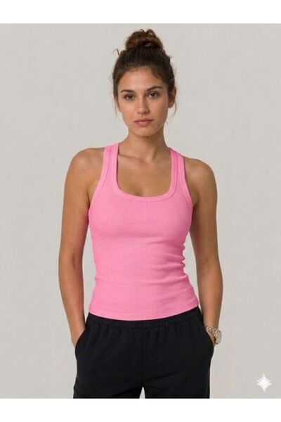 EXPECTED Women's Ribbed Thick Strap Basic Blouse Ribbed Sports Athlete Bodysuit