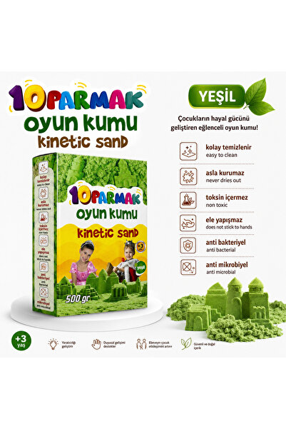 DoruCO 10 Parmak Kinetik Oyun Kumu 500 Gr Renkli Oyun Kumu +3 Yaş
