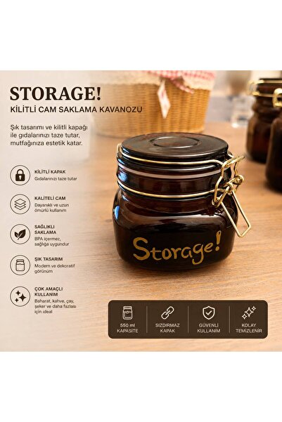 Molino Amber 500 ml Kilitli Kapaklı Cam Kavanoz