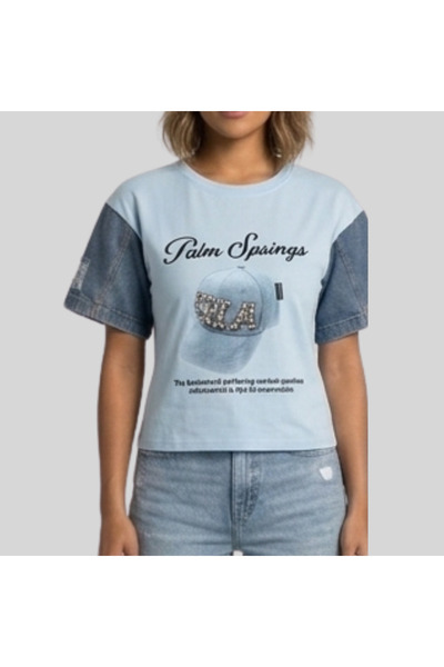 Roma Trendy "Palm Springs" T-Shirt – a Touch of Denim and Stylish Details for...