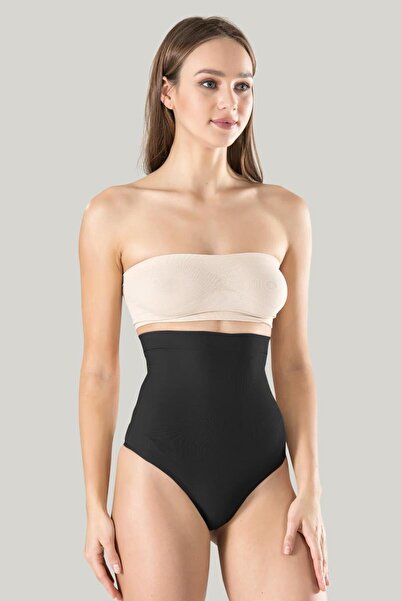 Miss Fit Woman's Black Cushioned String Corset with Silicone 1111