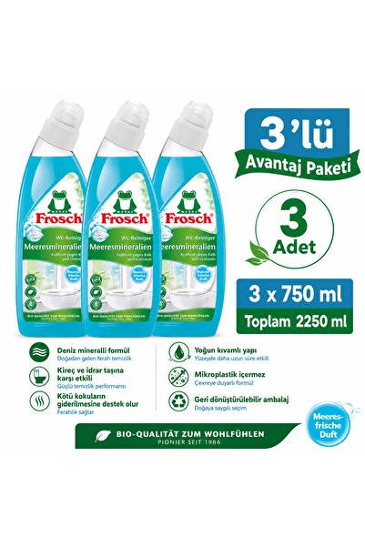 Frosch Deniz Mineralli WC/Tuvalet Temizleyici Kireç ve İdrar Leke Karşıtı 3x7...