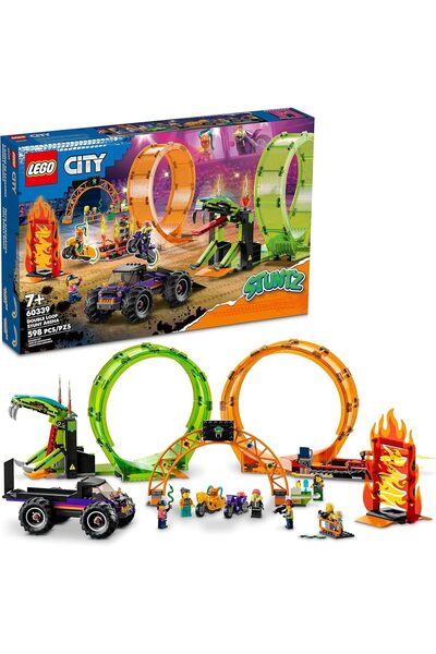 LEGO مجموعة ألعاب بناء سيتي ستنتز دبل لووب ستنت أرينا 60339 للأولاد والبنات و...