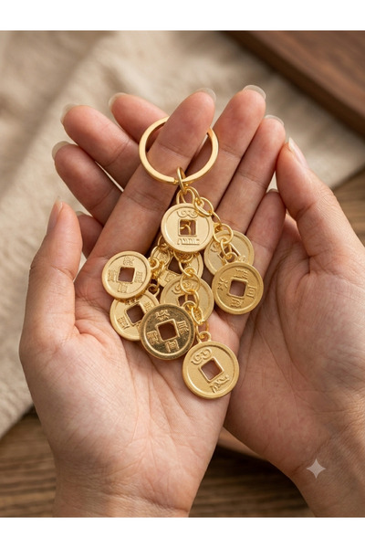 PİRAMİGO Feng Shui 9-Piece Chinese Fortune Coin Keychain Talisman of Infinite...