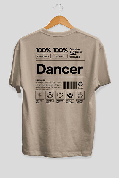 Ankhises Tricou bej cu imprimeu pe spate Dancer Oversize, 100% bumbac, îmbrăc...