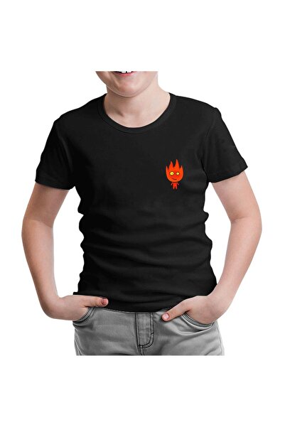 Lord T-Shirt النار والماء - تي شيرت أسود للأطفال من فريق فاير تشولد