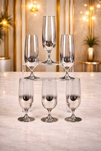rova tr İpek Series Titanium Coated Glass Cold Drink Cup Set for 6 People – M...