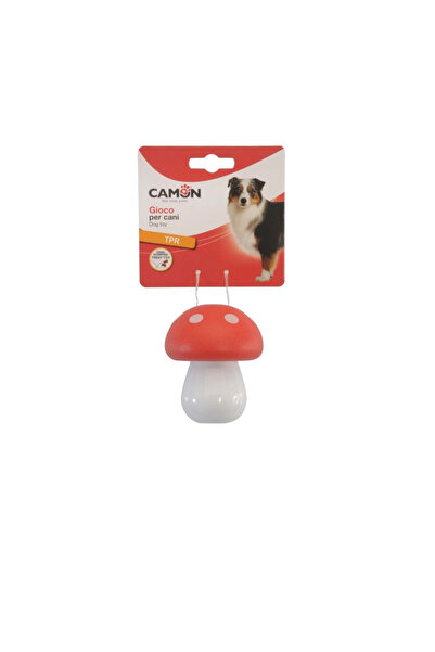 Camon Tpr Mushroom Shaped Durable Dog Toy with Treat Container 9 cm