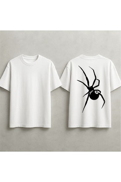 EFEVRA Billiards Ball Spider Detail Printed Oversized T-Shirt
