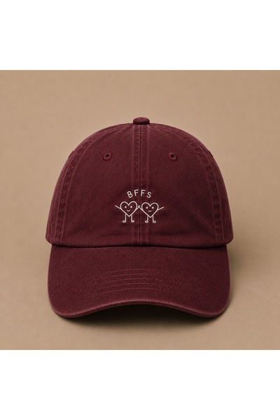 WeavedCo Bffs <3 Best Friend Embroidered Vintage Washed Cap Hat