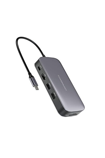 Powerology 256GB USB-C Hub & SSD Drive All-in-one Connectivity & Storage Gray