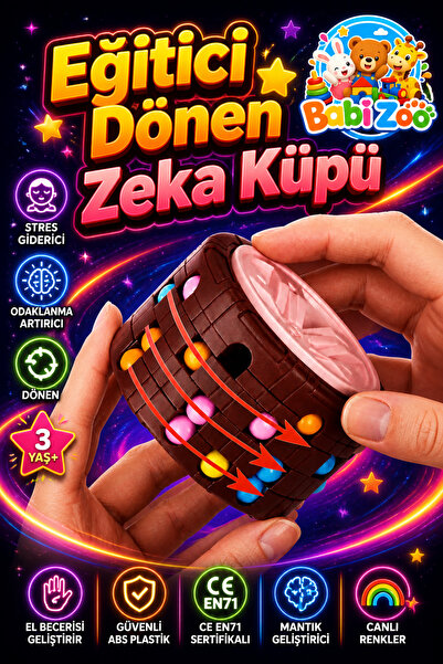 Babizoo 3 YAS+ Eğitici Dönen Zeka Küpü -Puzzle Oyuncağı