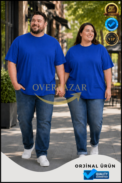 Overbazaar Unisex Large Size Combed Cotton T-Shirt 2Xl-6Xl 95% Cotton 5% Lycr...