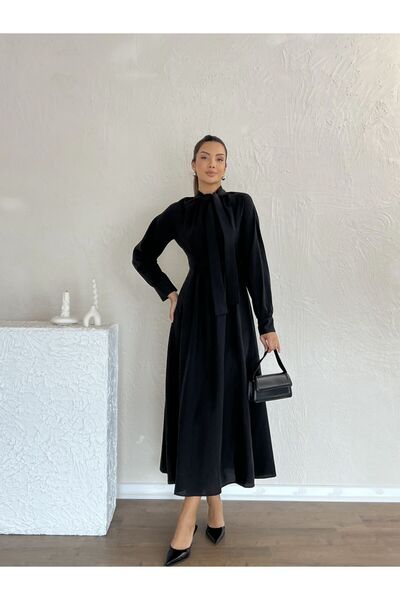 Nesil Beli Latikli Long Dress