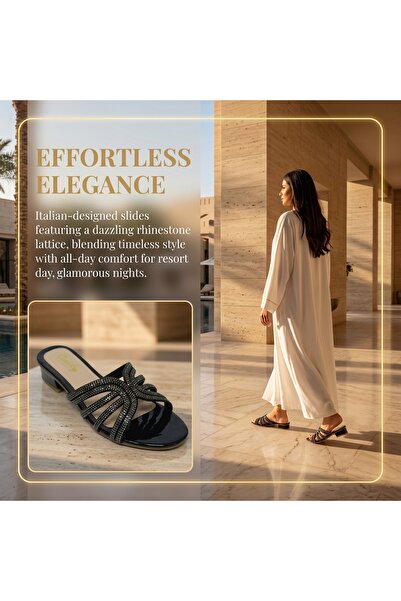 Dhiaa Walk New Product Promotion Glitter Pearl & Rhinestone Flat Slide Sandal...