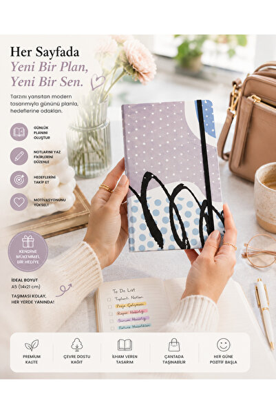 Lizy Minimal Desenli Çizgili Ajanda Defter | Günlük Planlayıcı, Not Defteri, ...