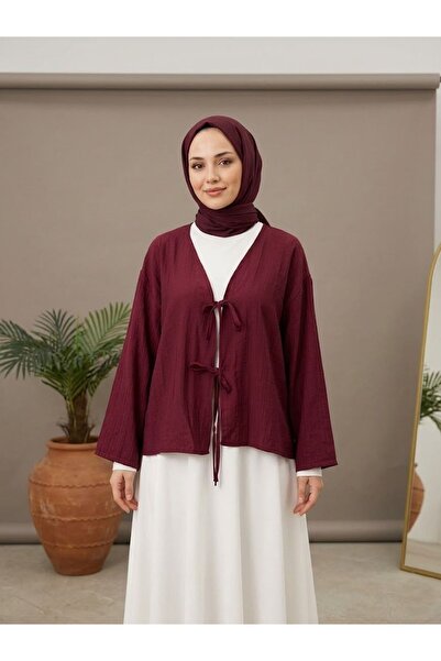Lunsera Store Front-Tie Tunic-Burgundy