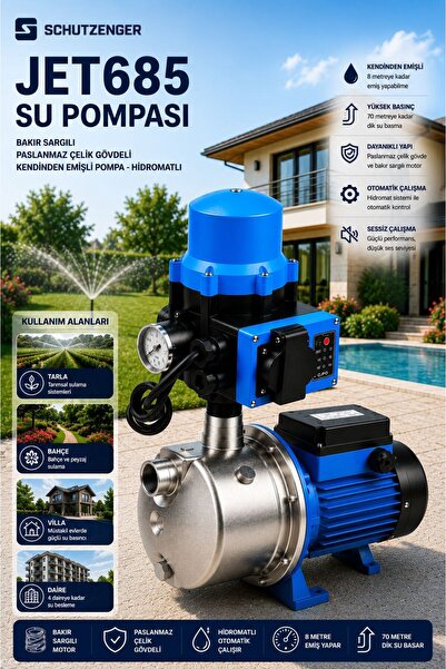 SCHUTZENGER JET685 OTOMATİK SU HİDRAFOR 4 DAİRE YETERLİ SU POMPASI 1.5 Hp BAK...