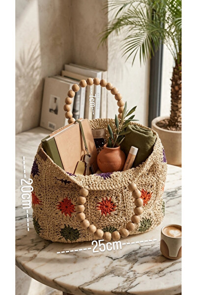 Zümrüdüanka Handmade Hand-Knitted Raffia Rope Handbag