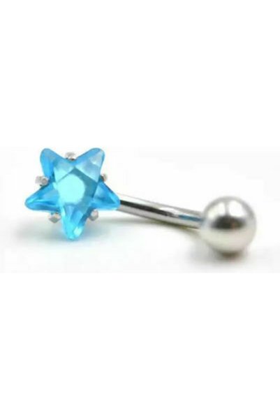 AMALFİ Αξεσουάρ για σκουλαρίκια piercing, Σκουλαρίκι αφάλου από ατσάλι, Γαλάζιο