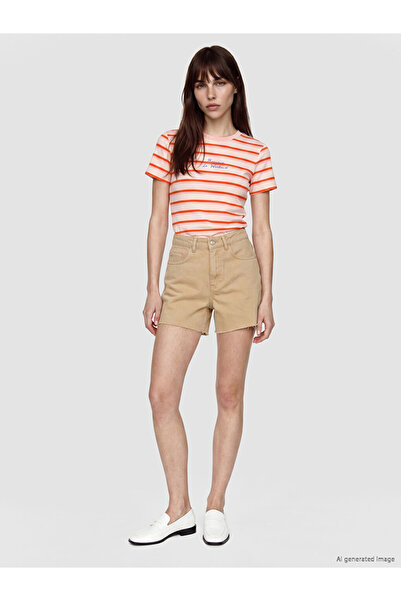 LC Waikiki Crew Neck Embroidered Women's Ribbed T-Shirt