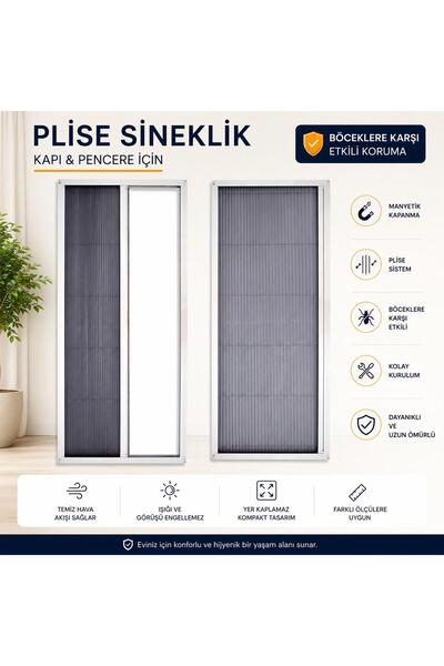 Çetsan Kapı sinekliği İstediğiniz ölçüye özel pileli sineklik BEYAZ-ANTRASİT-...