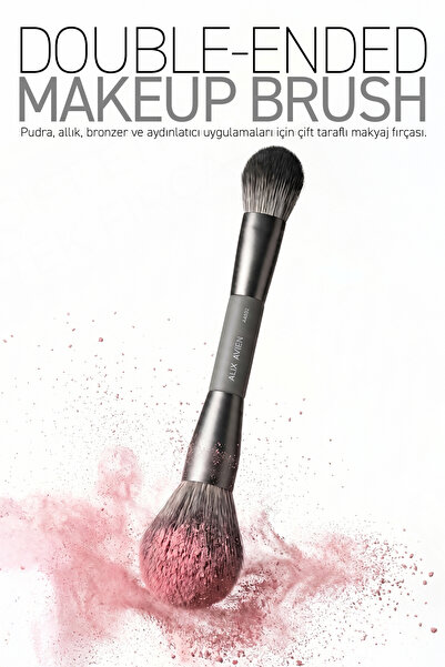 Alix Avien Pudra, Allık, Bronzer ve Aydınlatıcı İçin Çift Taraflı Makyaj Fırçası - Double Ended Makeup Brush