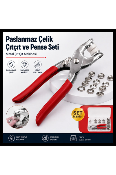 tg tek-iş global Set profesional de capse și clești din oțel inoxidabil – Dis...