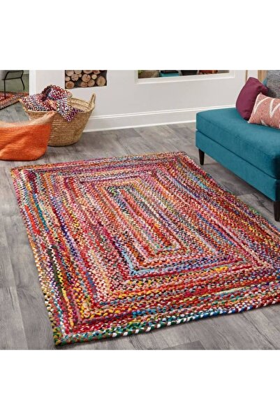 Handpicked Furniture Jute MultiColoured- Rectangular Carpet Ultra Soft Area C...
