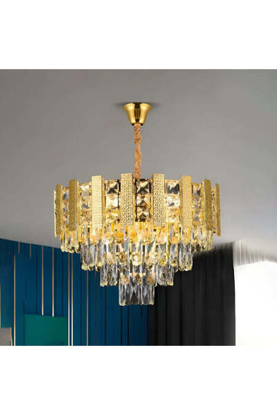 La Cucu Candelabru Cristal PELES Petito 3xE14, Diametru 30cm, Auriu Lucios, I...