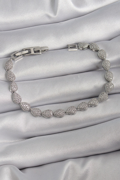 OGHAMAY Brass Silver Color Zircon Stone Drop Model Vip Series Women's Bracelet