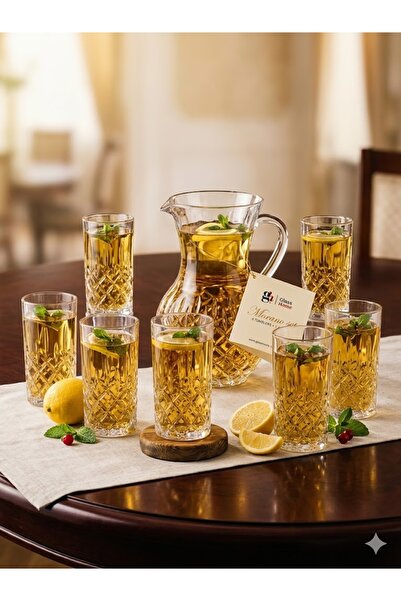 GLASS HOME Set de Servire Băuturi Morano 7 Piese – Carafă și 6 Pahare Elegante |