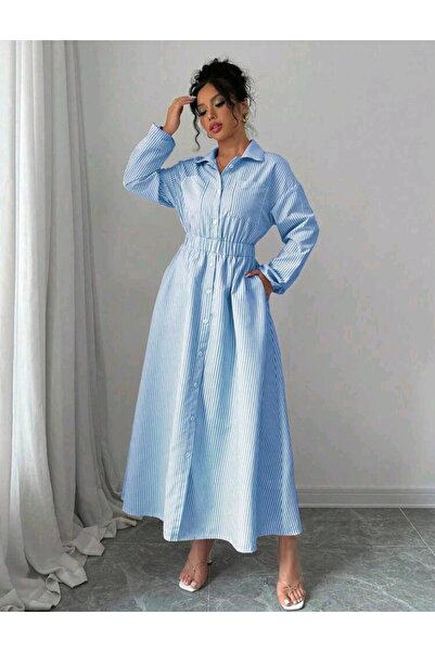 kendii modamm Women's Blue and White Striped Shirt Skirt Set Cotton Summer Ov...