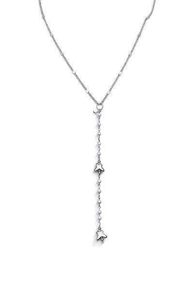 OGHAMAY Silver Color Crushed Chain Butterfly Pearl Ye Model Steel Necklace - ...