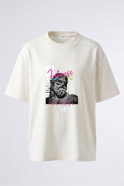 Anetos Μπλουζάκι Zeus Vaporwave με στάμπα στην πλάτη, βαμβακερό λευκό oversize