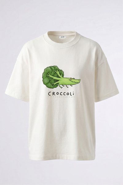 Anetos Tricou supradimensionat alb din bumbac cu imprimeu pe spate Crocodile ...