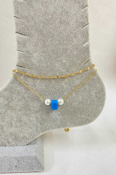 OGHAMAY Gold Color Pearl Basement Bead Model Singapore and Sf Chain Steel Ank...