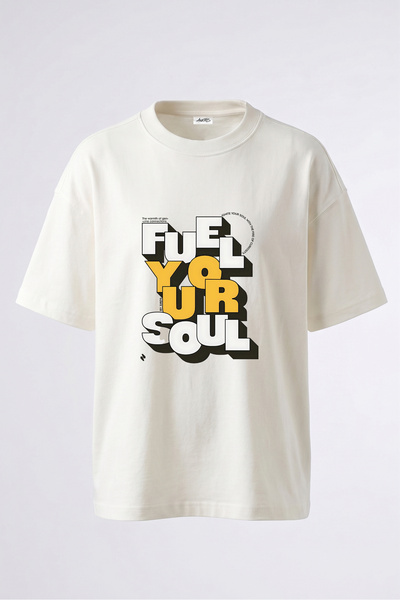 Anetos 3D Lettering Design Back Printed Cotton White Oversize T-Shirt