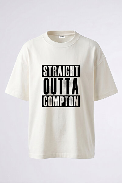 Anetos Tricou supradimensionat alb din bumbac cu imprimeu pe spate Straight O...