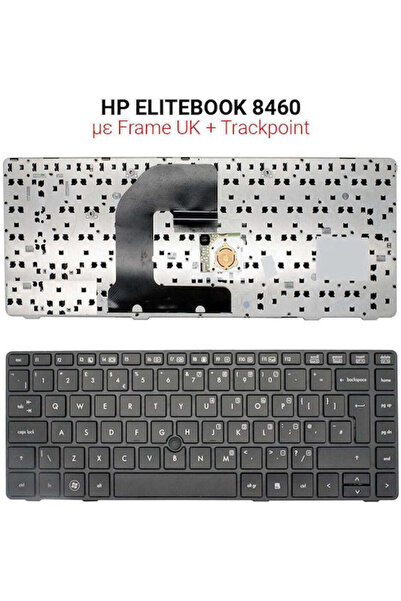 HP Πληκτρολόγιο φορητού υπολογιστή για ELITEBOOK 8460 με πλαίσιο και αγγλικό ...