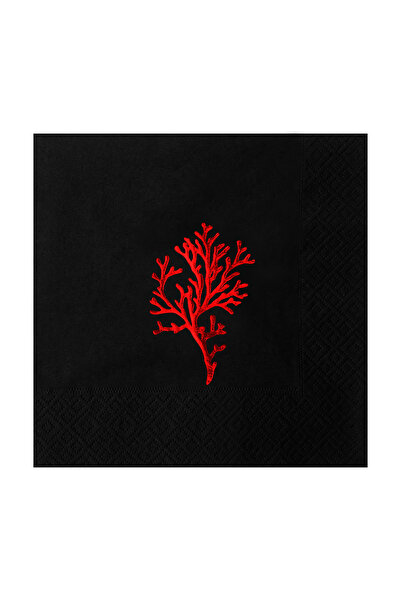 Story 33X33 cm Red Foil Seaweed Marine Patterned 16-Piece Black Colored Paper...